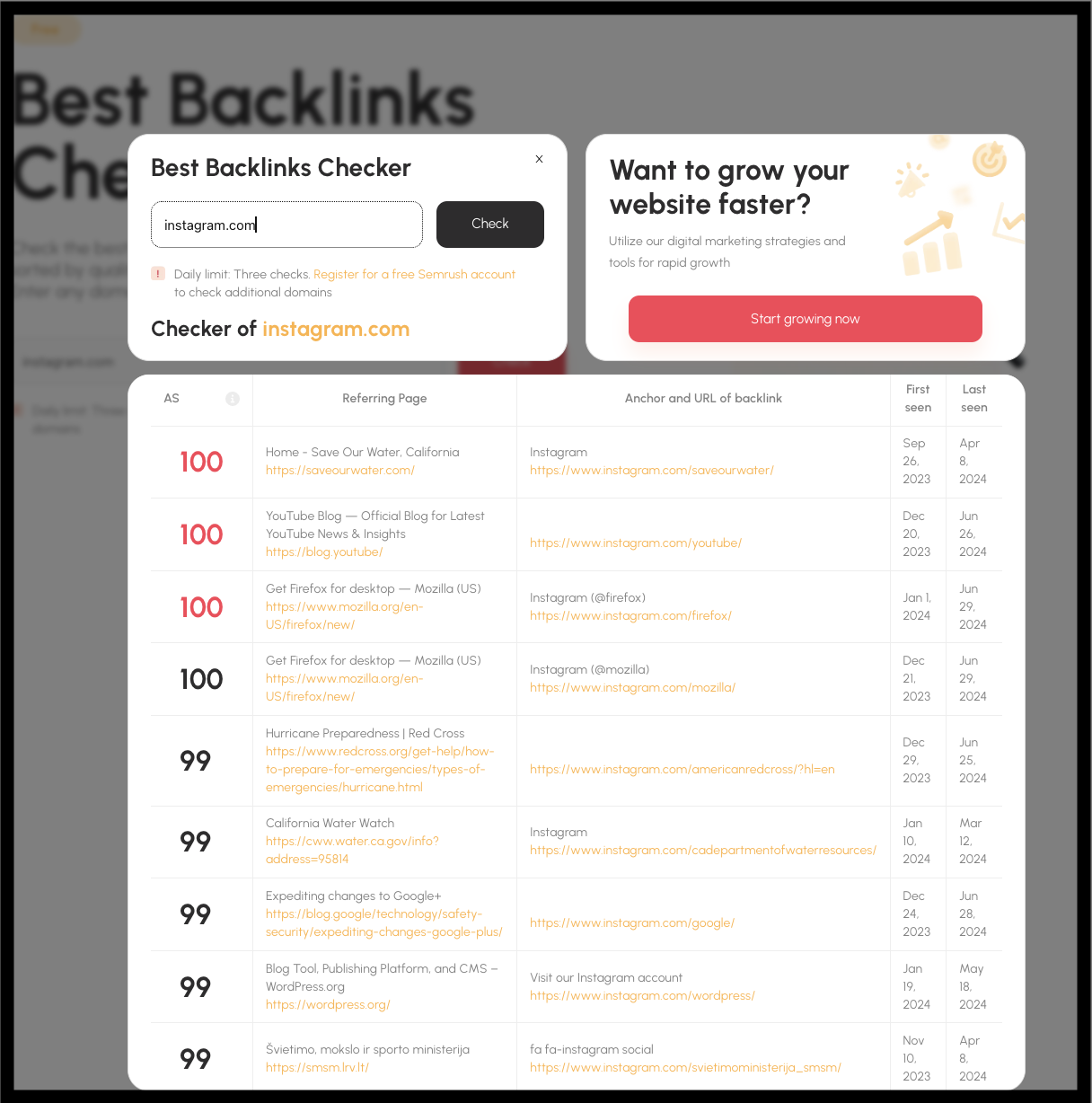 High quality backlinks to a site