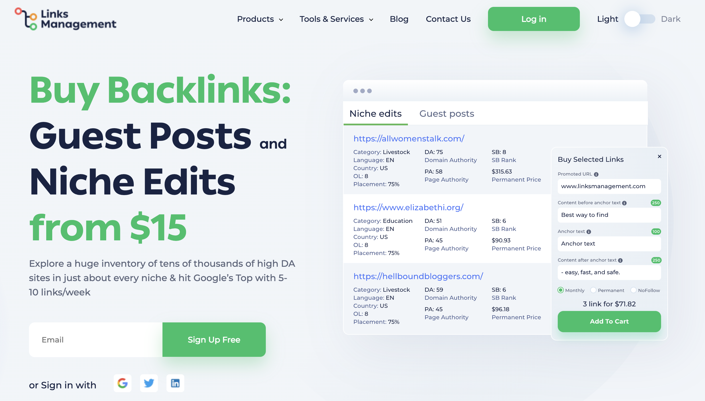 LinksManagement website