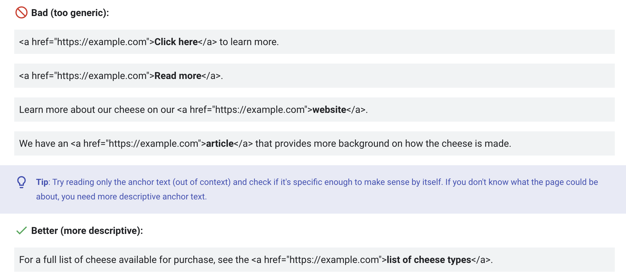 Google's guidelines on internal linking