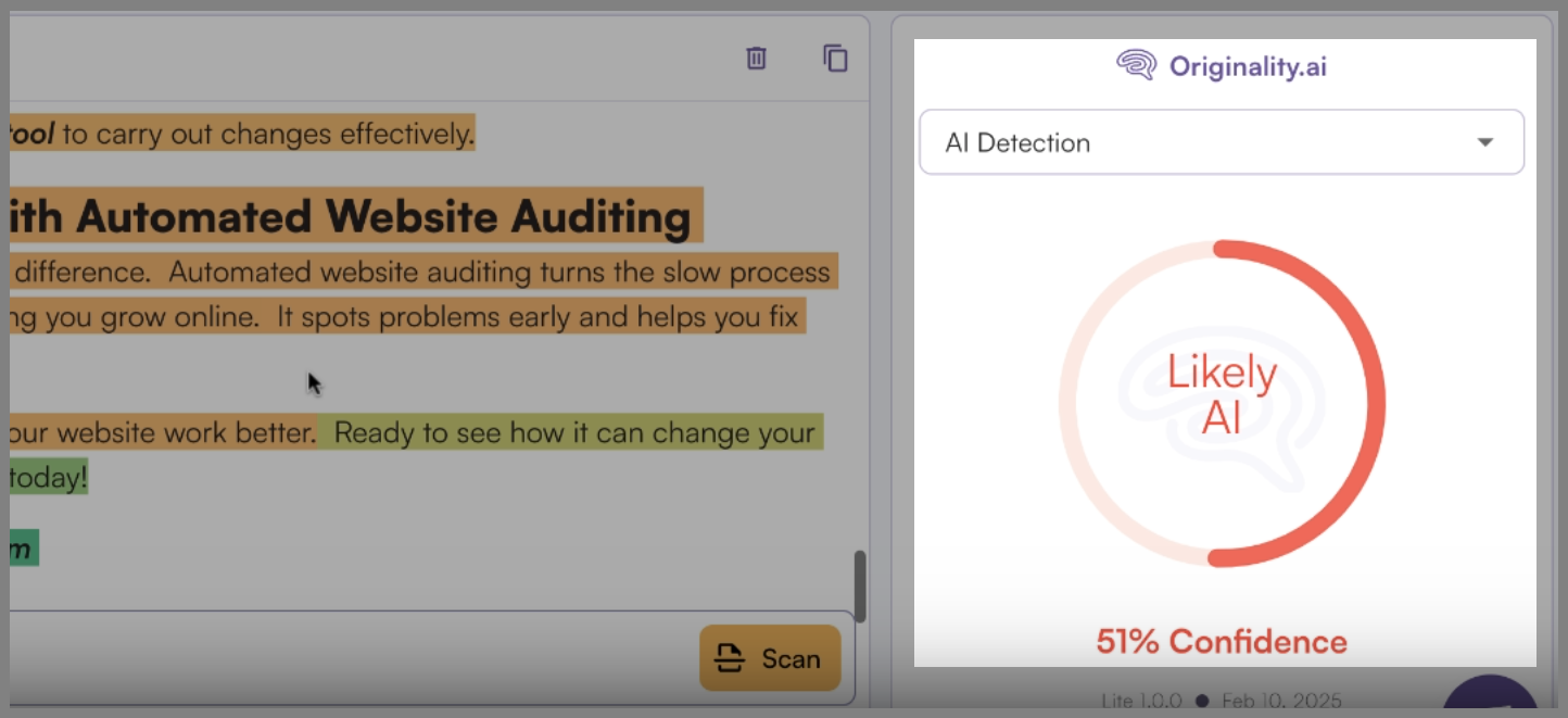 AI content detected in The HOTH article - orignality AI